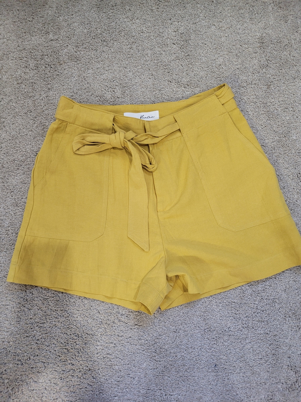 KanCan High Waist Tie-Front Shorts - Mustard